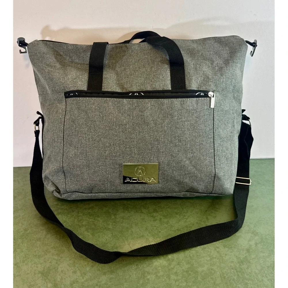 Acura Gray Travel Duffel Bag Weekend Gym Bag with Adjustable Strap Logo Lining